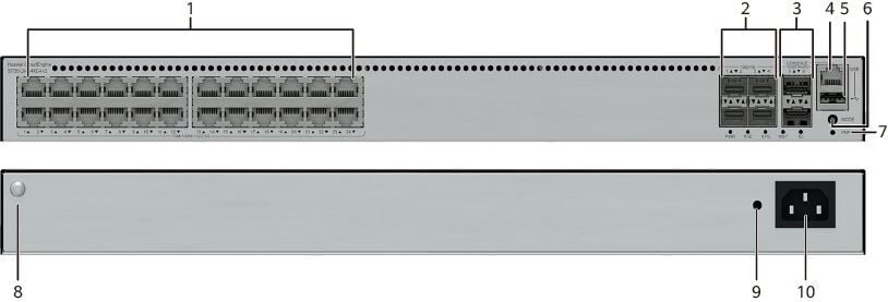 Huawei S5735-L24PN4XE-A-V2 (24*10/100/1000/2.5GBASE-T ports(PoE+), 4*10GE SFP+ ports, 2*12GE stack ports, 400W PoE, built-in AC power)