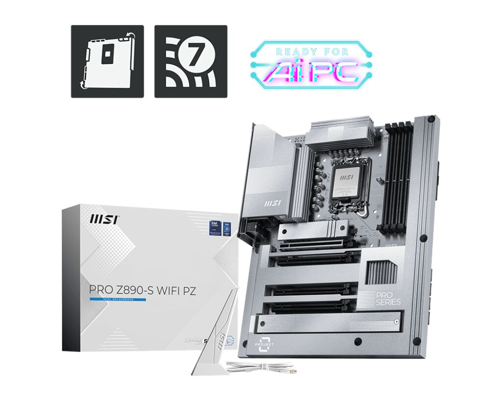 MSI PRO Z890-S WIFI PZ DDR5 8800MHZ(OC) USB 20Gbps 3xM.2 1xTB4 HDMI DISPLAY 2.5G LAN WIFI7 ATX 1851P