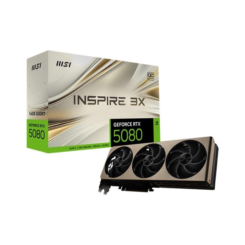 MSI GEFORCE RTX5080 16G INSPIRE 3X OC 16GB GDDR7 256BIT 1XHDMI 3XDP EKRAN KARTI