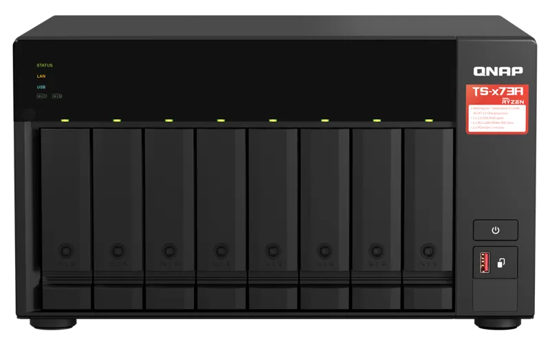 QNAP TS-873A-8G | 8-Bay Tower NAS, AMD Ryzen, 2.5GbE, PCIe Genişletme, 8GB DDR4