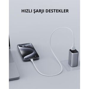 AUKEY CB-BAL7-WH NAYLON ÖRGÜLÜ USB-A LİGHTNİNG KABLOSU 0.9MT