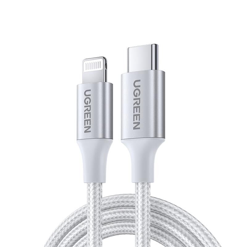 UGREEN TYPE-C TO LIGHTNING 3A  70525 PD MFİ SERTİFİKALI ÖRGÜLÜ HIZLI ŞARJ KABLOSU 2 METRE GÜMÜŞ