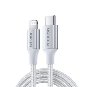 UGREEN TYPE-C TO LIGHTNING 3A  70525 PD MFİ SERTİFİKALI ÖRGÜLÜ HIZLI ŞARJ KABLOSU 2 METRE GÜMÜŞ