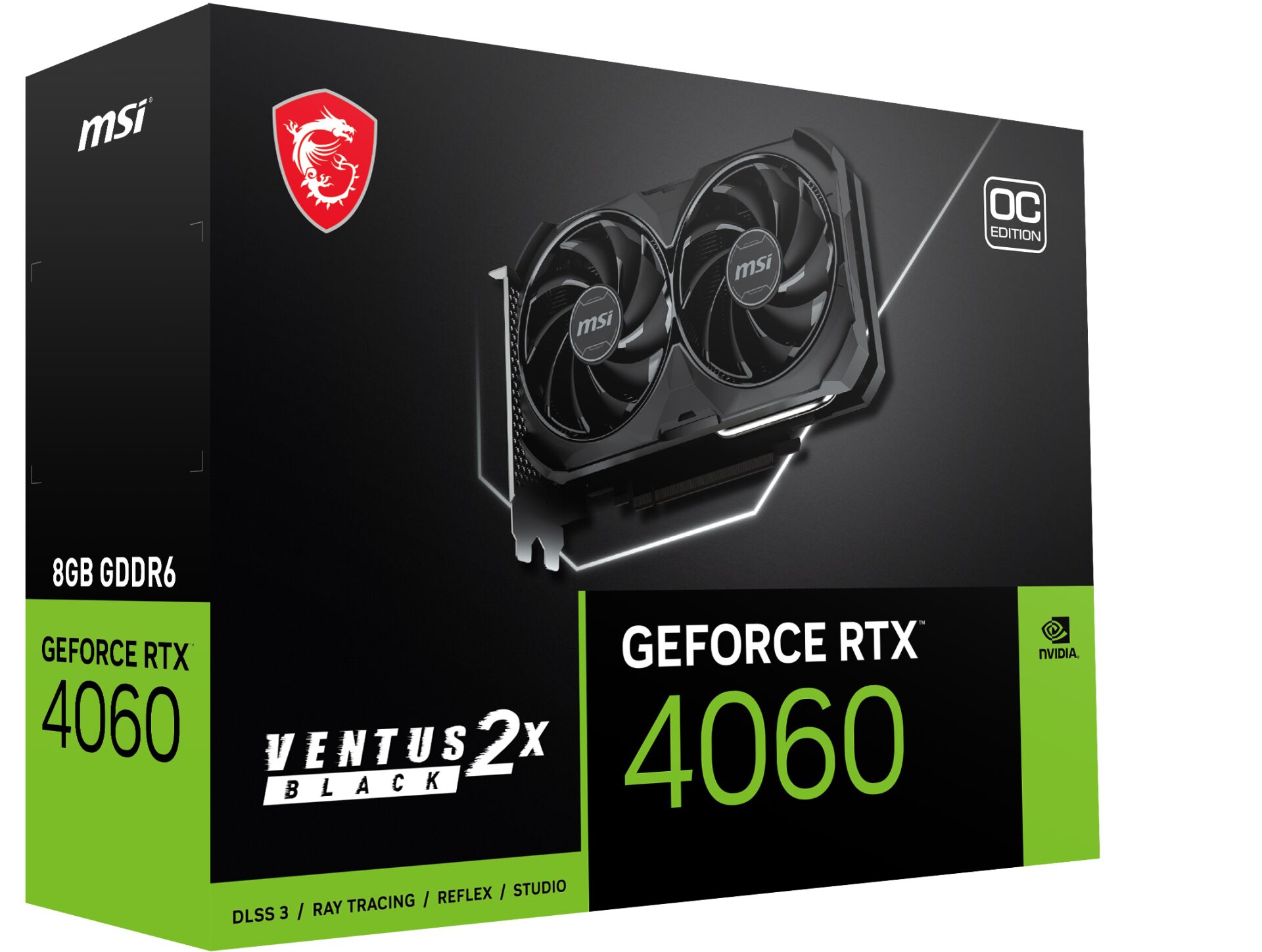 MSI GEFORCE RTX 4060 VENTUS 2X BLACK 8G OC HDMI DP 128 Bit
