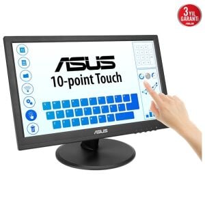 15.6 ASUS VT169HE IPS 5MS 60MHZ 1XVGA 1XHDMI FHD 1920X1080 DOKUNMATİK EKRAN FLICKER FREE ÇERÇEVESİZ VESA SİYAH