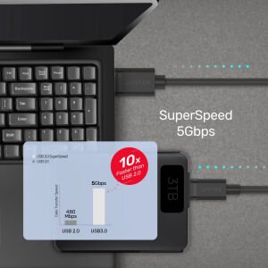 UNITEK USB3.0 TYPE-C TO USB-A ŞARJ KABLOSU 1.5MT 5GBPS (C14103BK-1.5M)