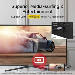 UNITEK USB-C 3.2 KABLO 1MT 10GBPS, 100W PD, 4K&60Hz (C14082ABK)