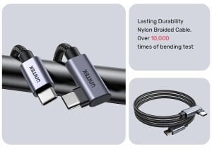 UNITEK TYPE-C HIZLI ŞARJ KABLOSU 90 DERECE 3 METRE 100W (C14123BK-3M)