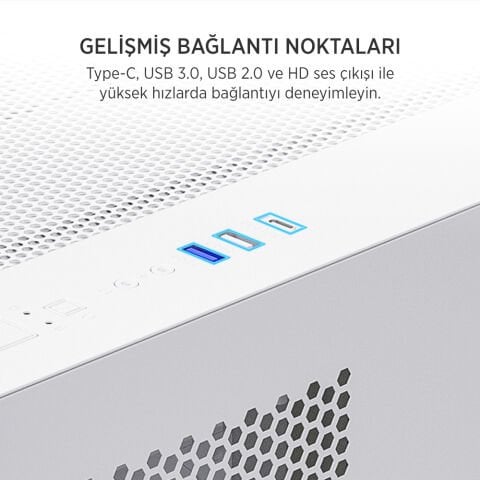 James Donkey Stark S700 3xARGB Temperli Cam mATX Beyaz Gaming (Oyuncu) Kasa
